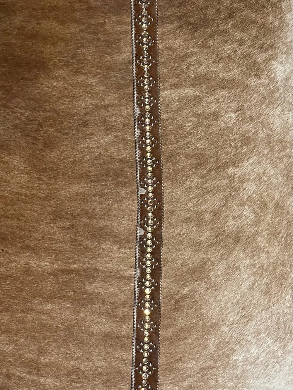 B.B. Simon Brown Hair on  Leather Belt with Swarovski  Crystal Buckle